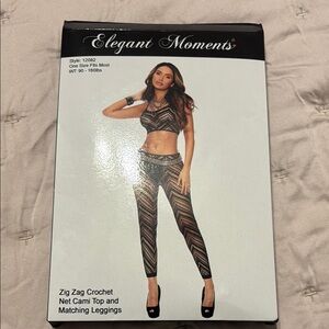 Elegant Moments Zig Zag Crochet Jumpsuit - Black